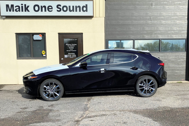2023 Mazda3 Sport with professional window tint in North Bay